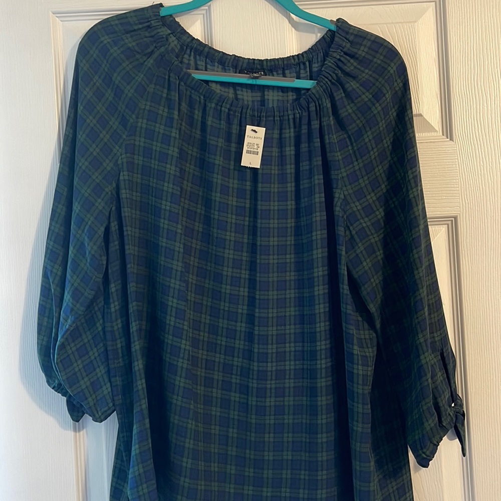 New with Tags Plaid Talbots 3/4 sleeve Top.